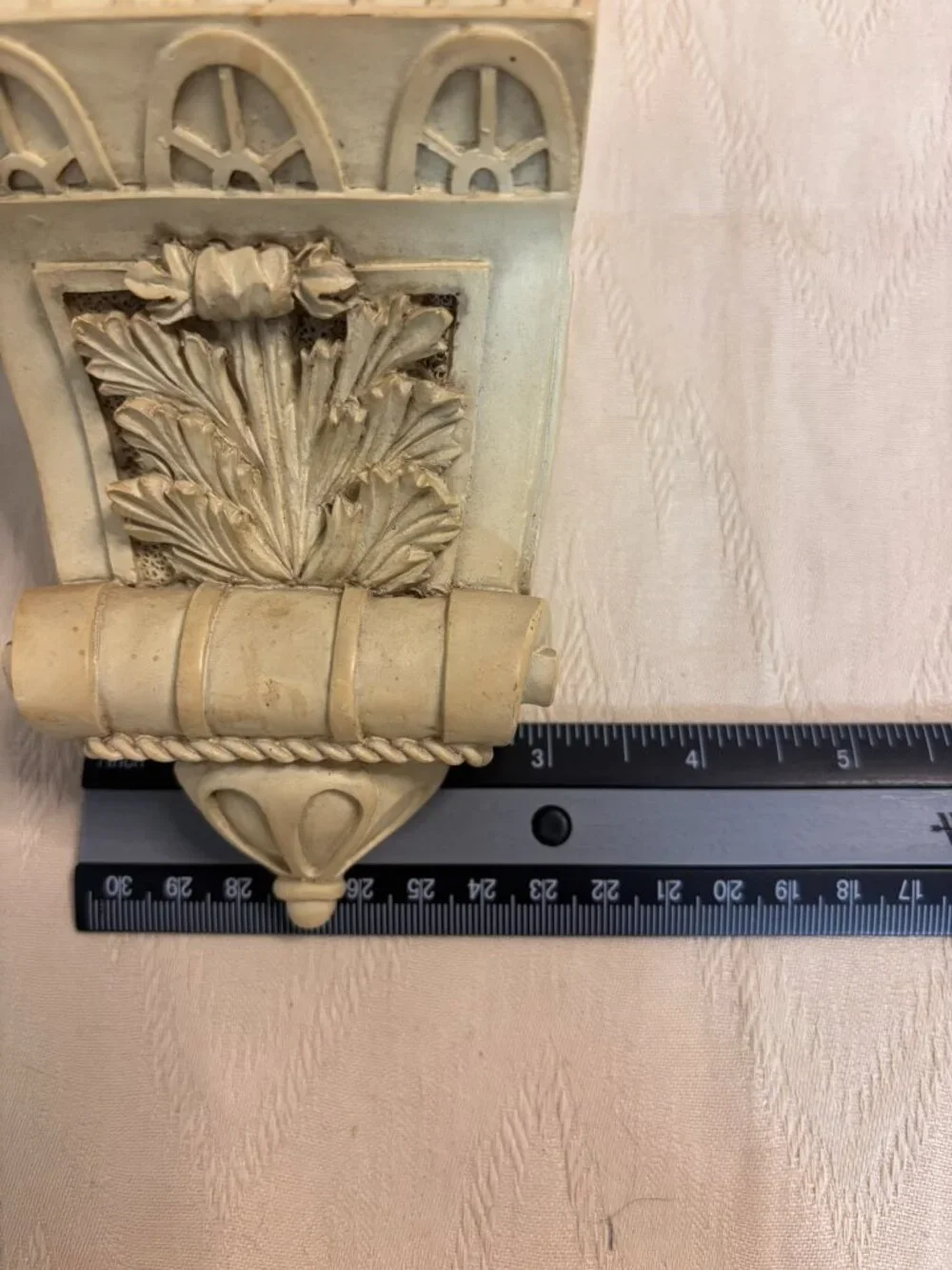 VTG Cream Ornate Wall Sconce Pair Faux Wood Baroque Corbel Wall Shelves